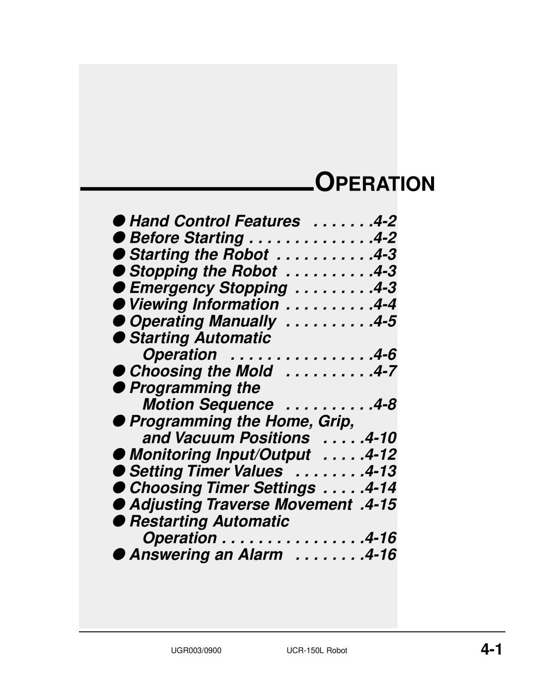 Conair UGR003/0800 manual Operation 