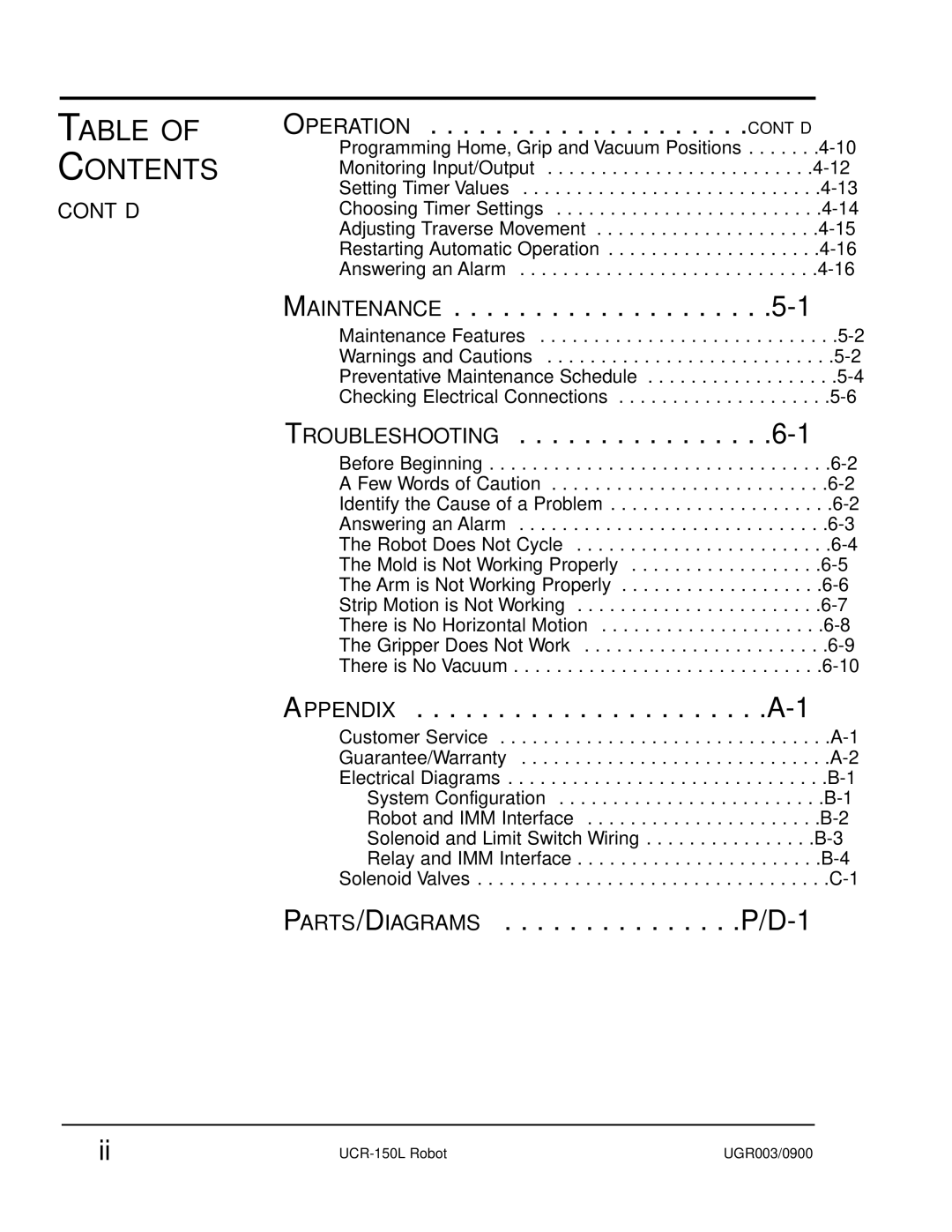 Conair UGR003/0800 manual Maintenance 