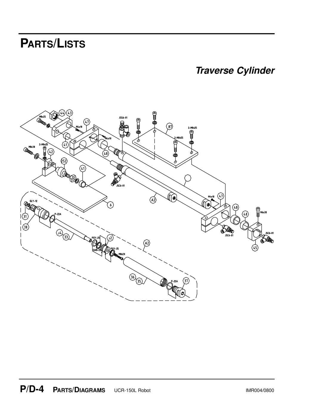 Conair UGR003/0800 manual Traverse Cylinder 