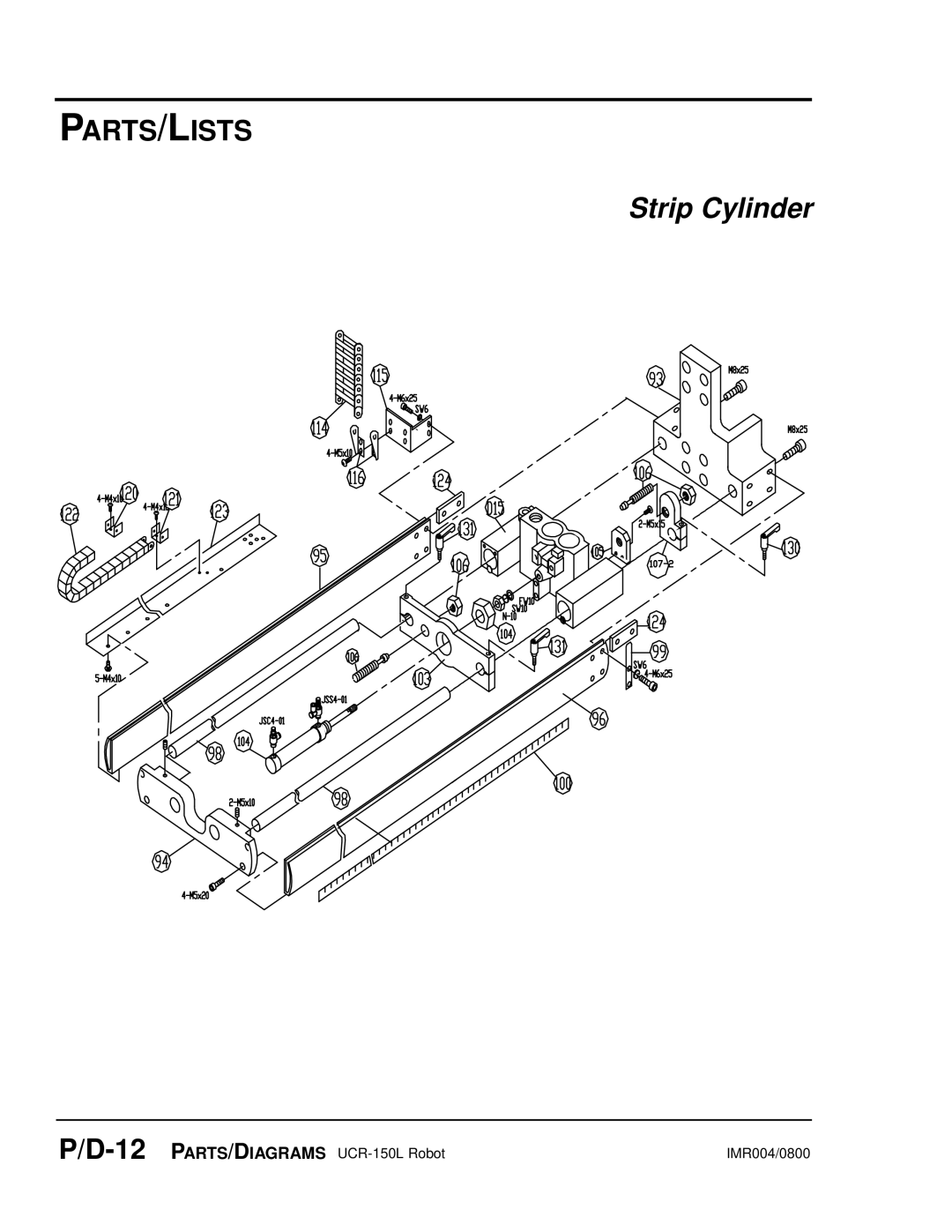 Conair UGR003/0800 manual Strip Cylinder 