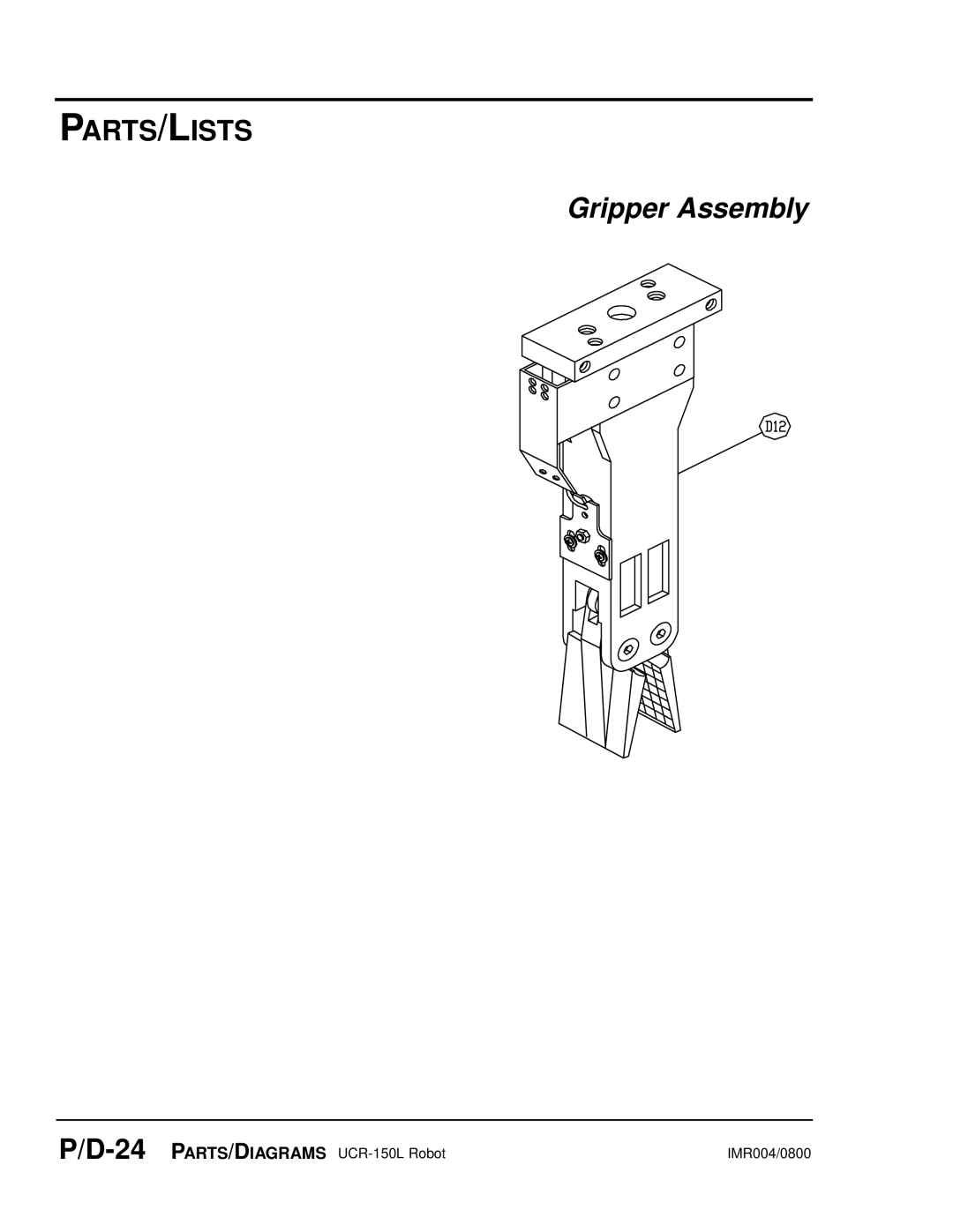 Conair UGR003/0800 manual Gripper Assembly 