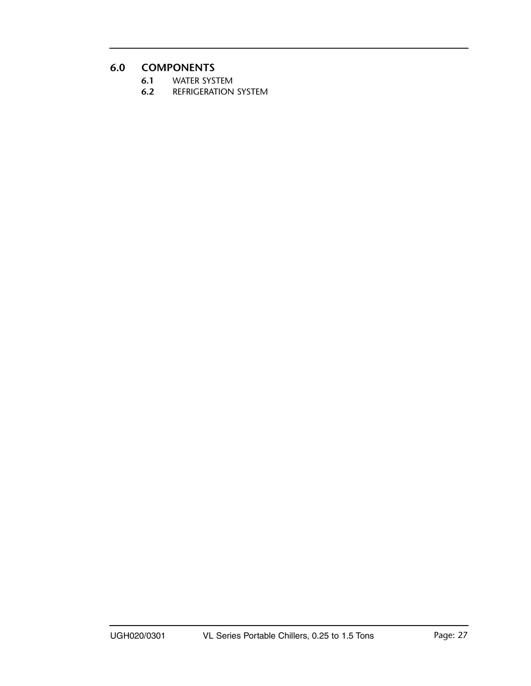 Conair 0.25 to 1.5 ton, VL Series manual Components 