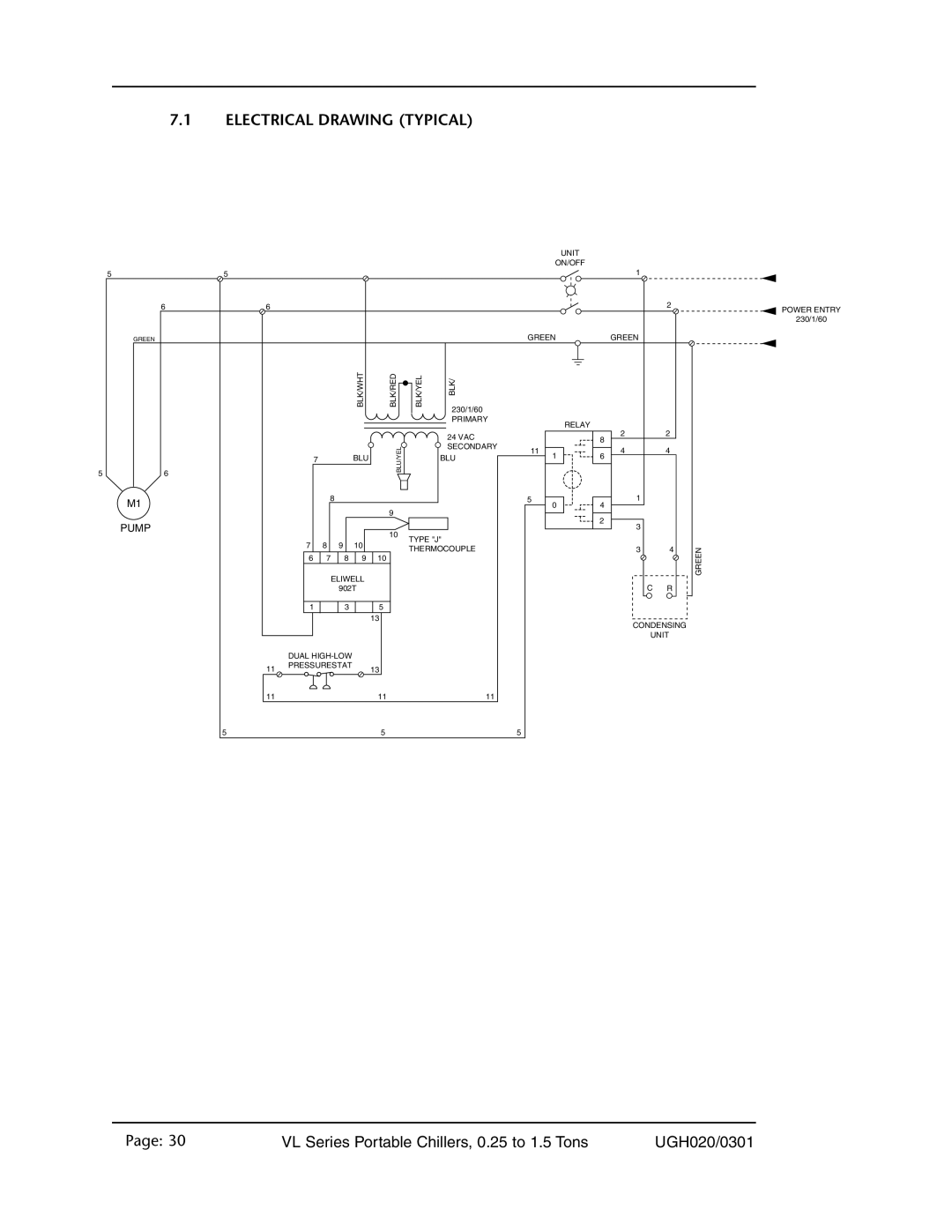 Conair VL Series, 0.25 to 1.5 ton manual Electrical Drawing Typical, Pump 