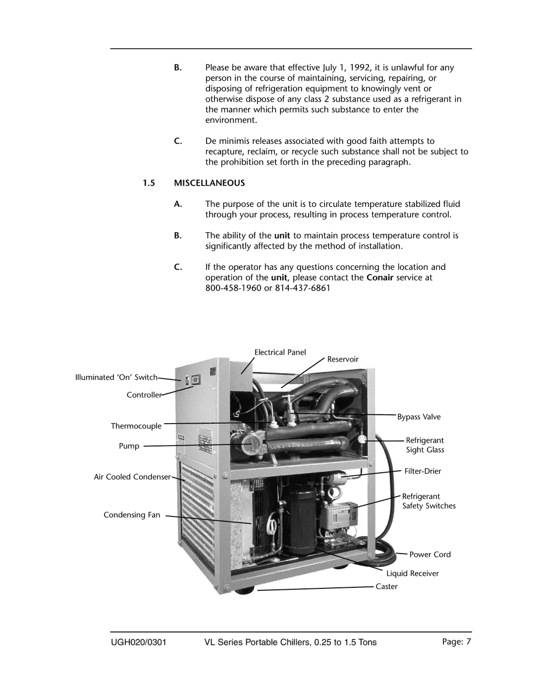 Conair 0.25 to 1.5 ton, VL Series manual Miscellaneous 