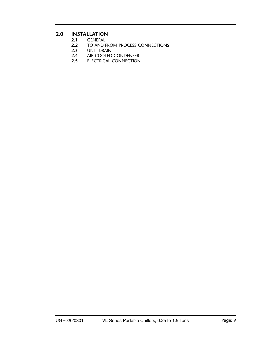 Conair 0.25 to 1.5 ton, VL Series manual Installation 