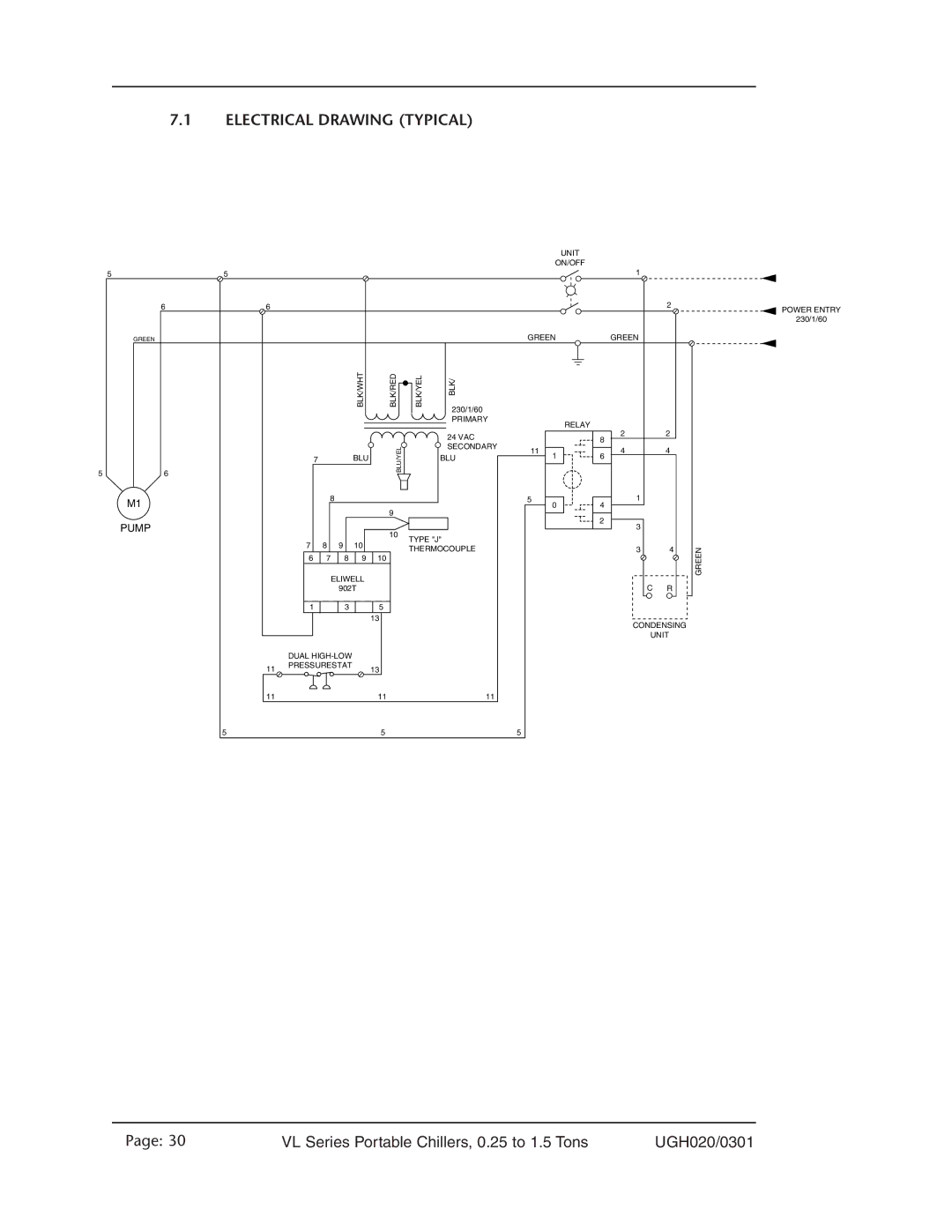 Conair VL Series manual Electrical Drawing Typical, Pump 