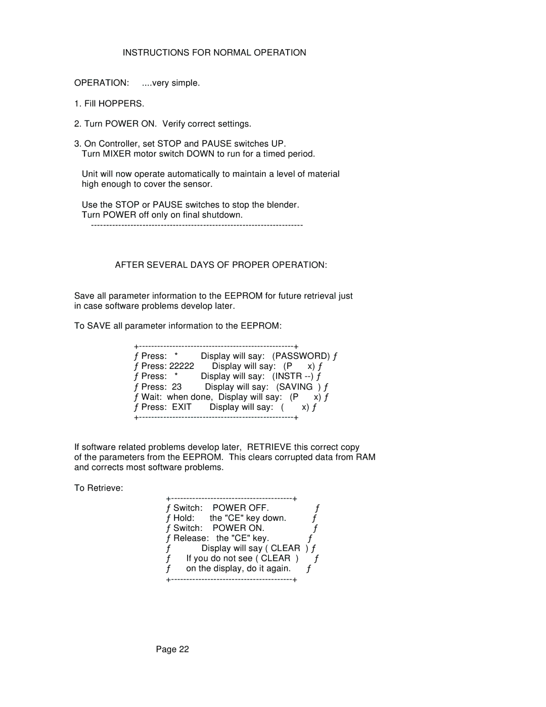 Conair GB, WSB manual Instructions for Normal Operation, After Several Days of Proper Operation, Saving, Power OFF, Power on 