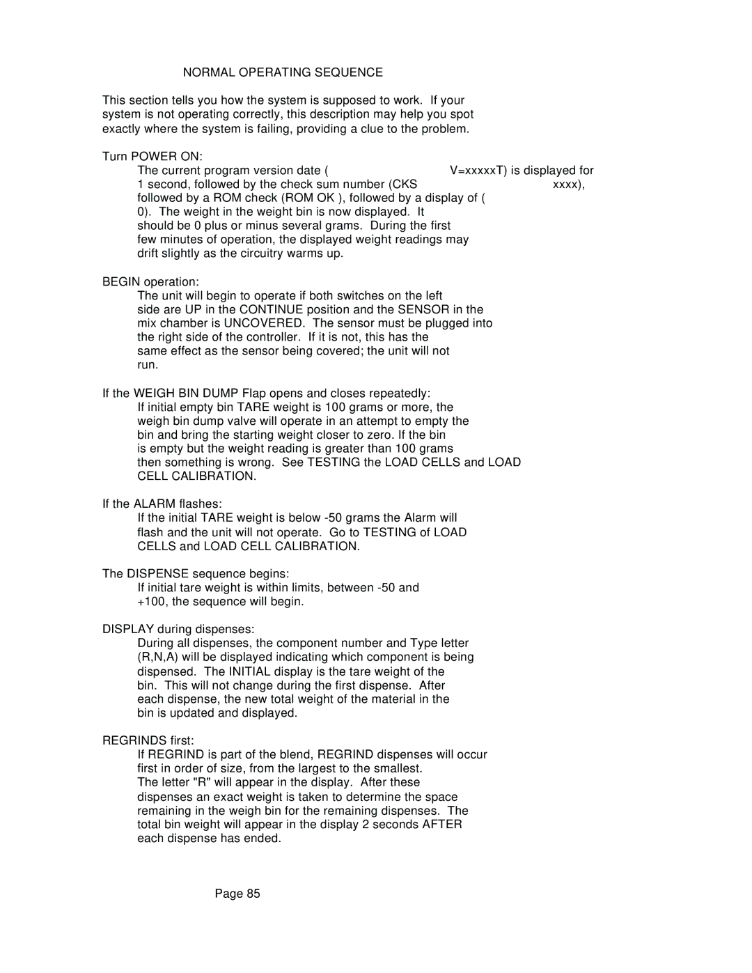 Conair WSB, GB manual Normal Operating Sequence 