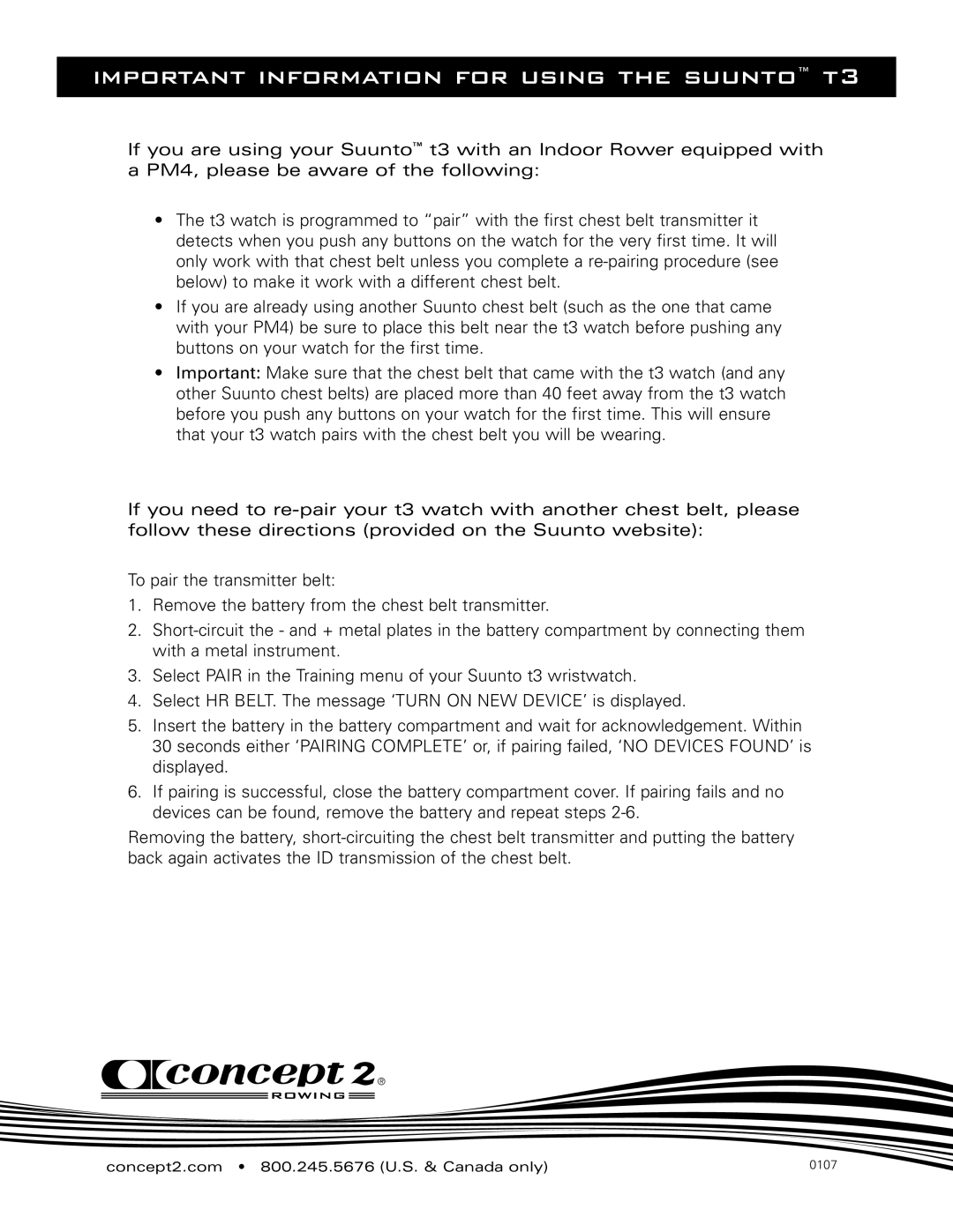 Concept manual Important information for using the suunto t3 