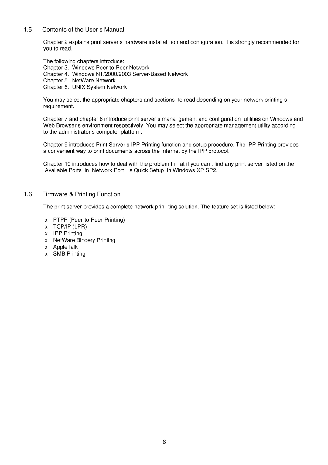 Conceptronic C54PSERVU user manual Contents of the User’s Manual, Firmware & Printing Function 