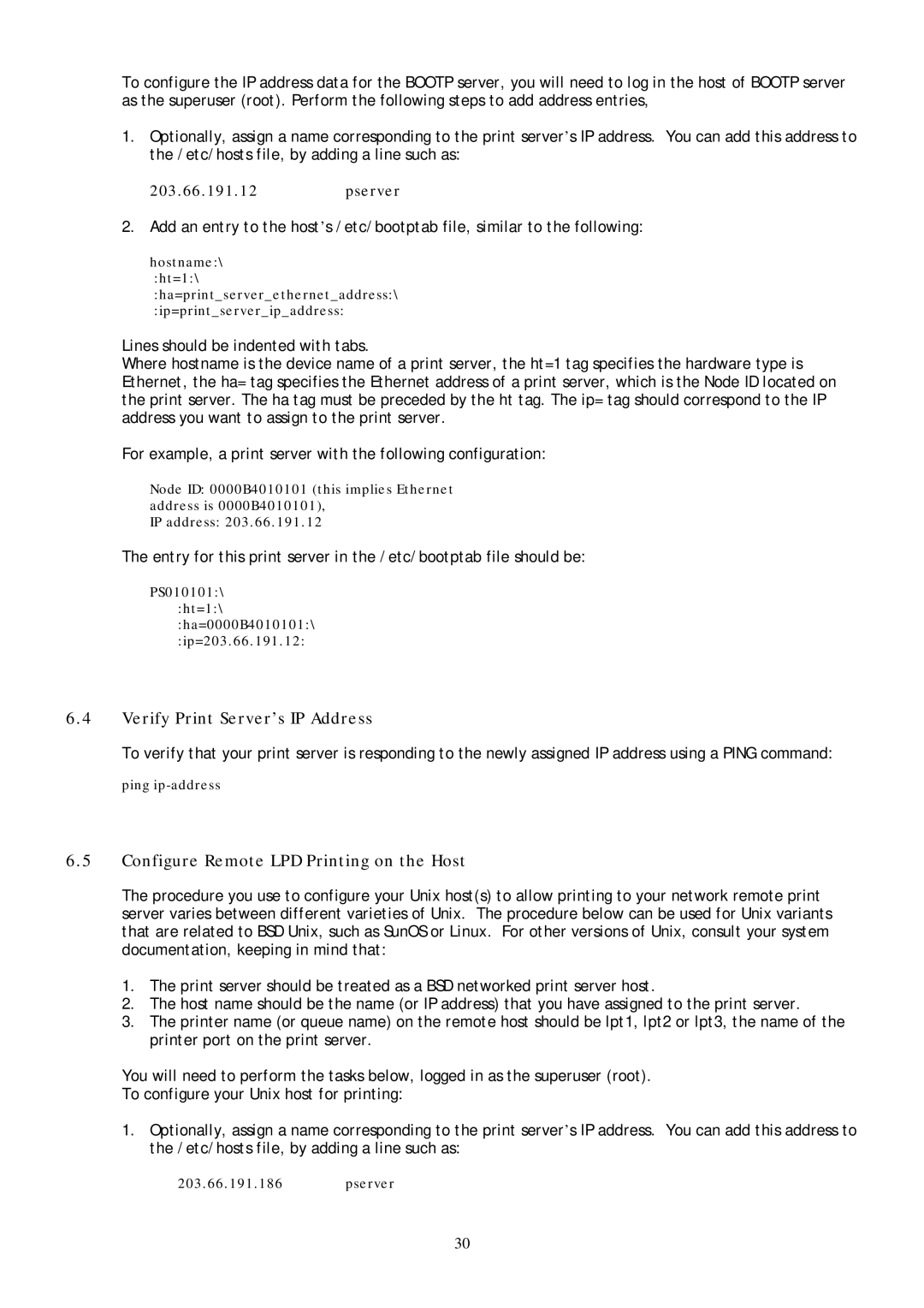 Conceptronic C54PSERVU Verify Print Server’s IP Address, Configure Remote LPD Printing on the Host, 203.66.191.12pserver 