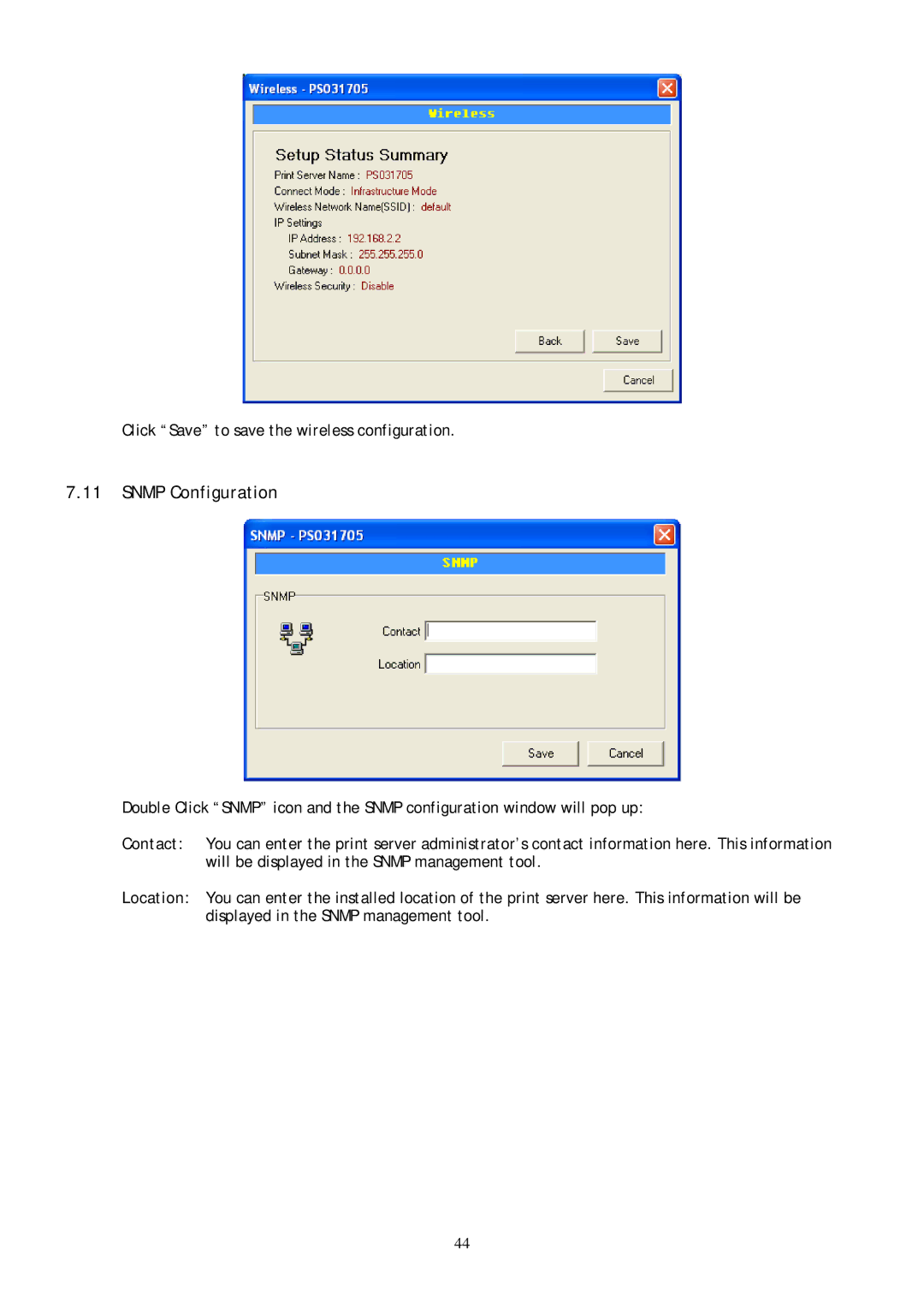 Conceptronic C54PSERVU user manual Snmp Configuration 