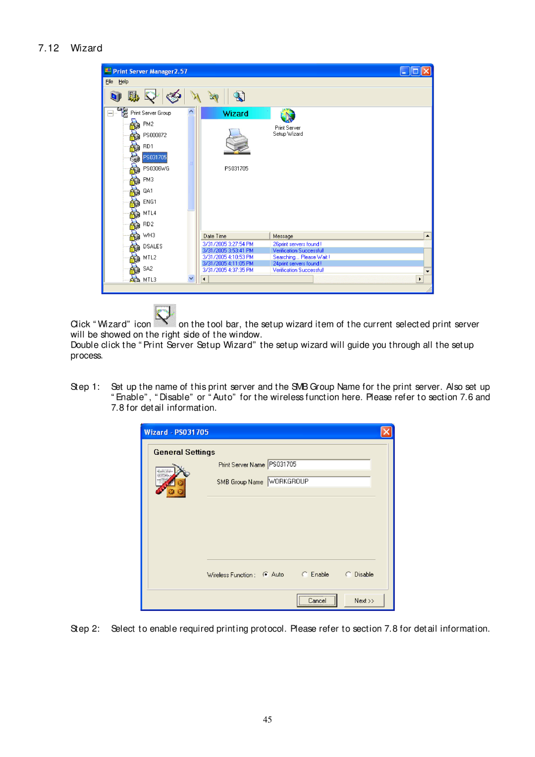 Conceptronic C54PSERVU user manual Wizard 