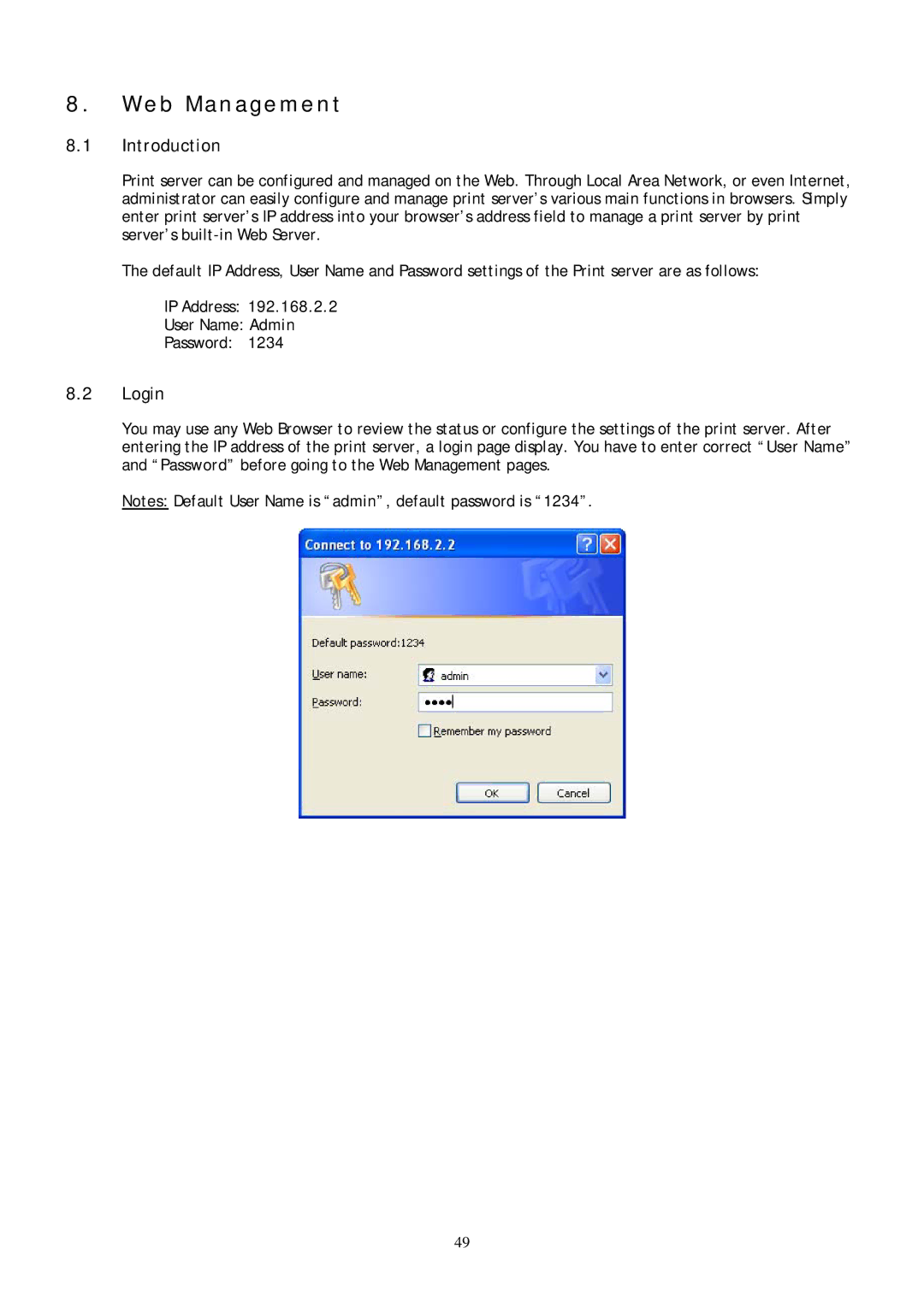 Conceptronic C54PSERVU user manual E b M a n a g e m e n t, Login 