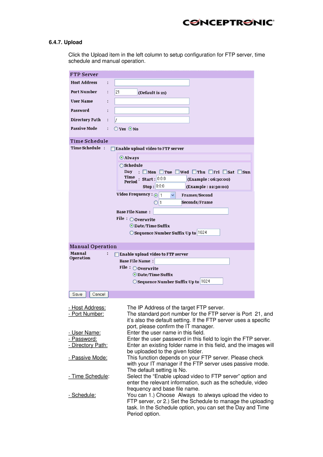 Conceptronic C54NETCAM, Conceptronic, CNETCAM manual Upload 