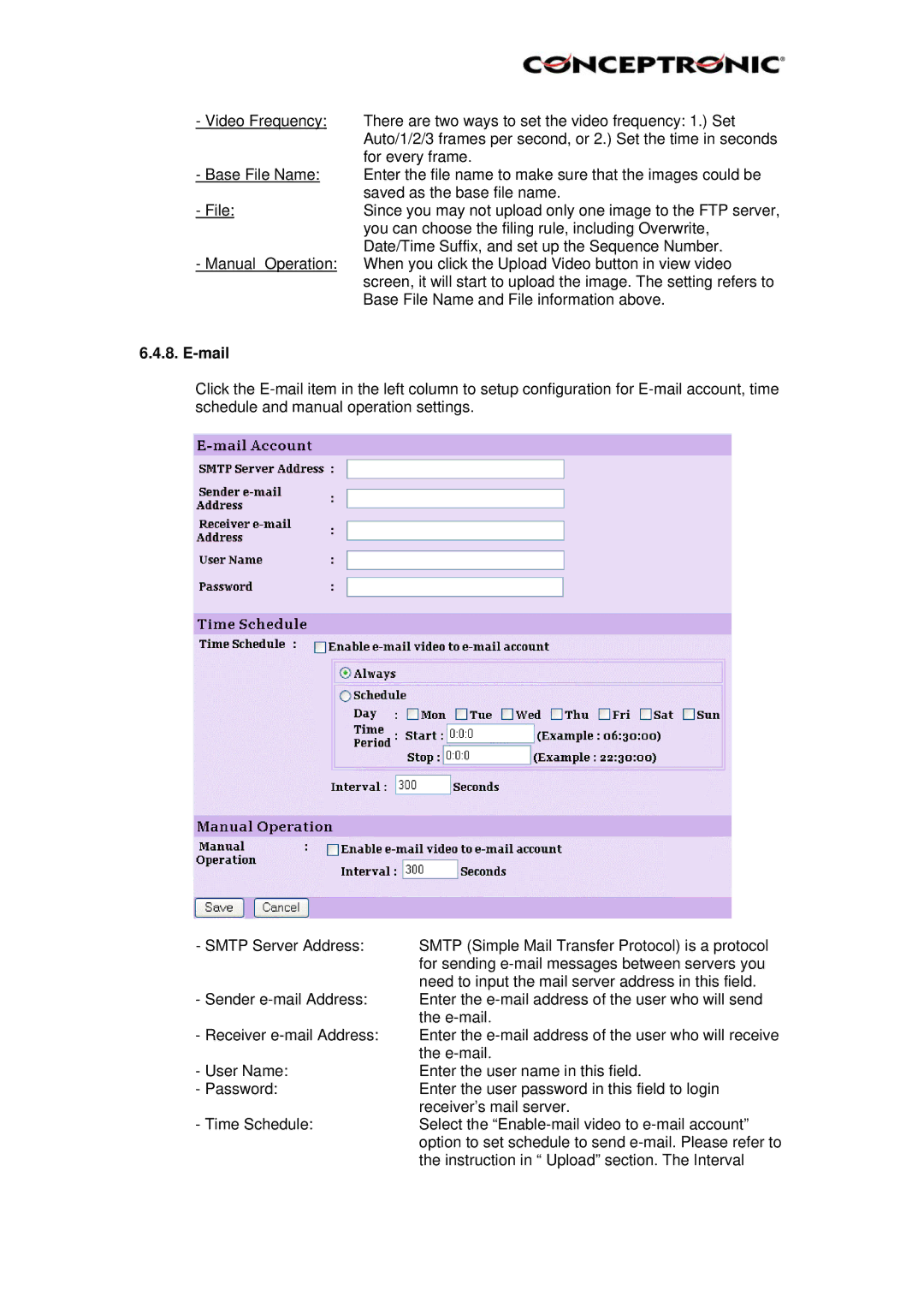 Conceptronic Conceptronic, CNETCAM, C54NETCAM manual Mail 