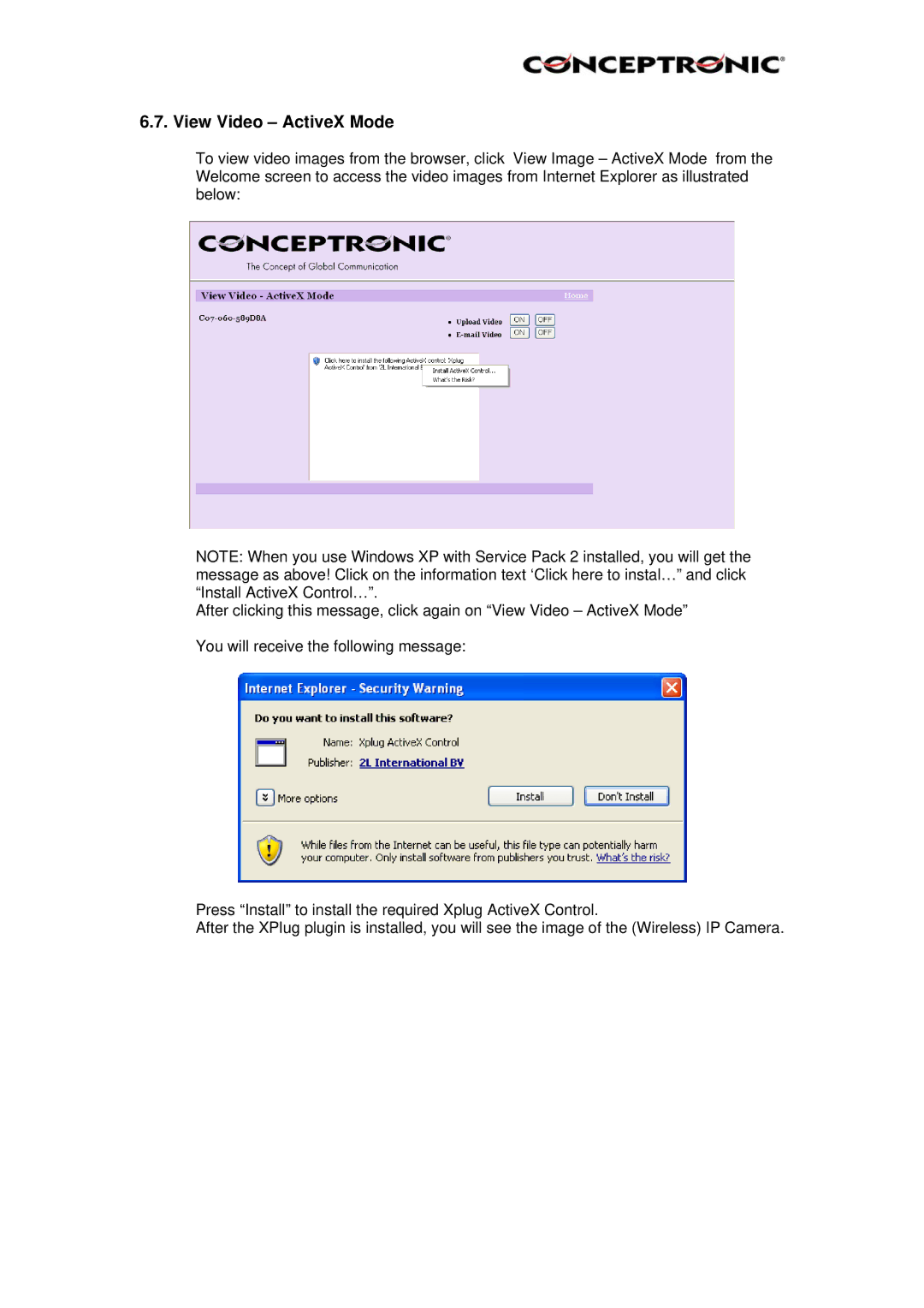 Conceptronic CNETCAM, Conceptronic, C54NETCAM manual View Video ActiveX Mode 