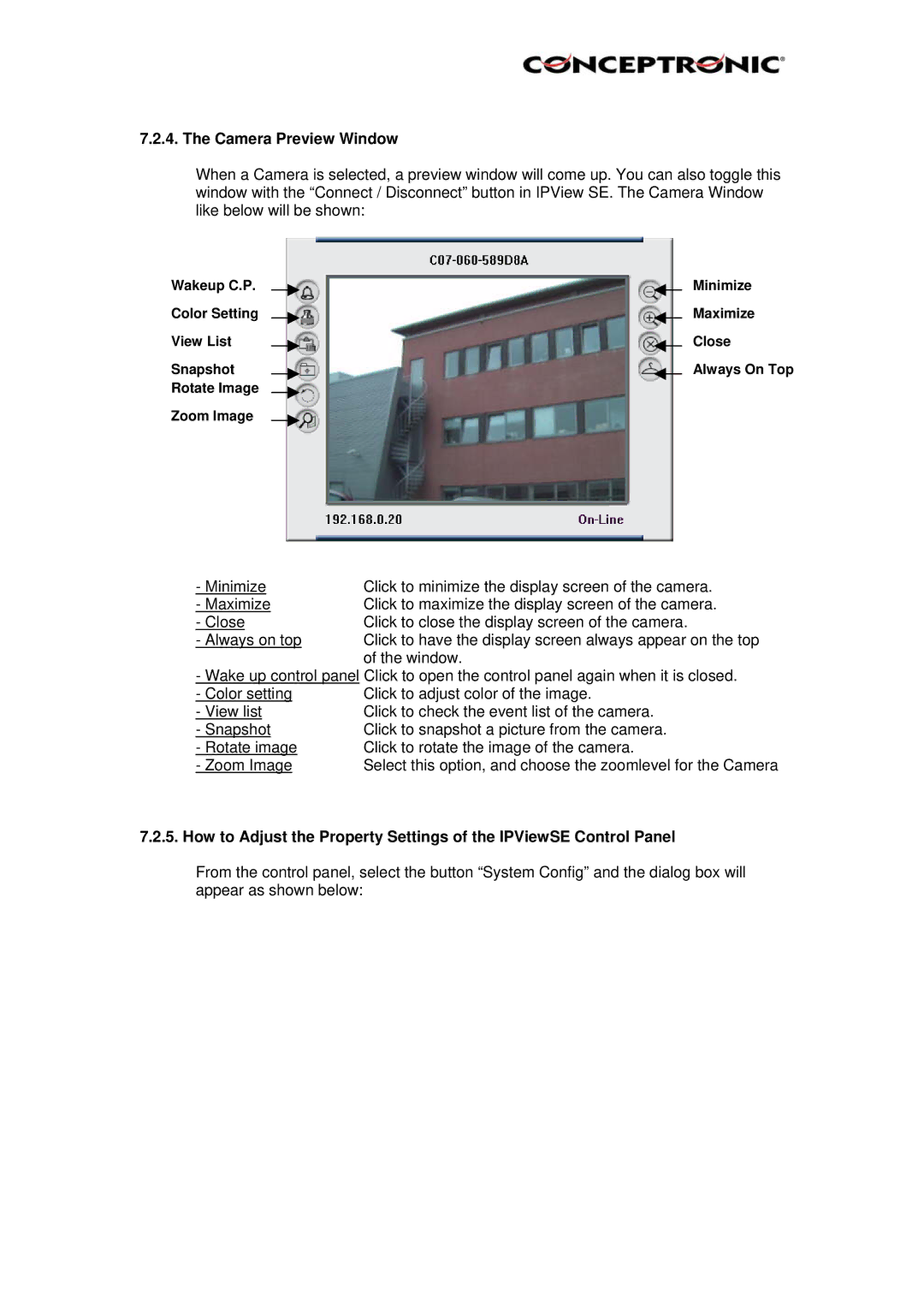 Conceptronic C54NETCAM, Conceptronic, CNETCAM manual Camera Preview Window 