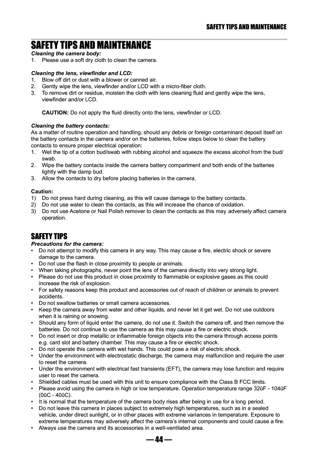 Concord Camera 3045 manual Safety Tips and Maintenance 