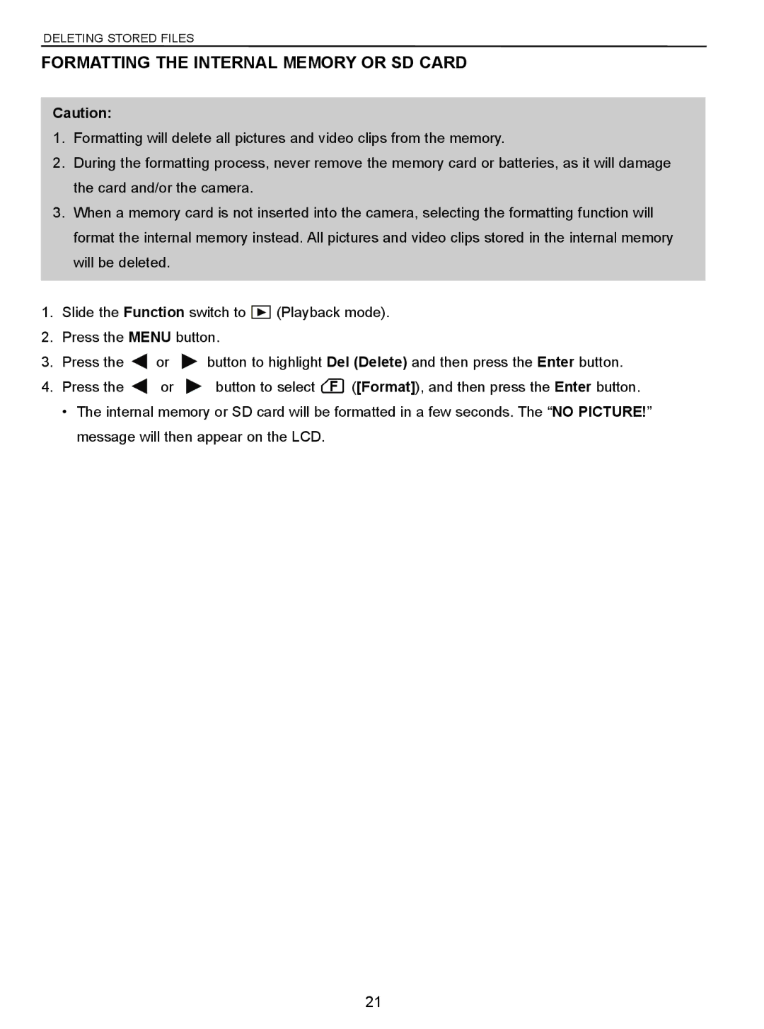 Concord Camera 3047 manual Formatting the Internal Memory or SD Card 