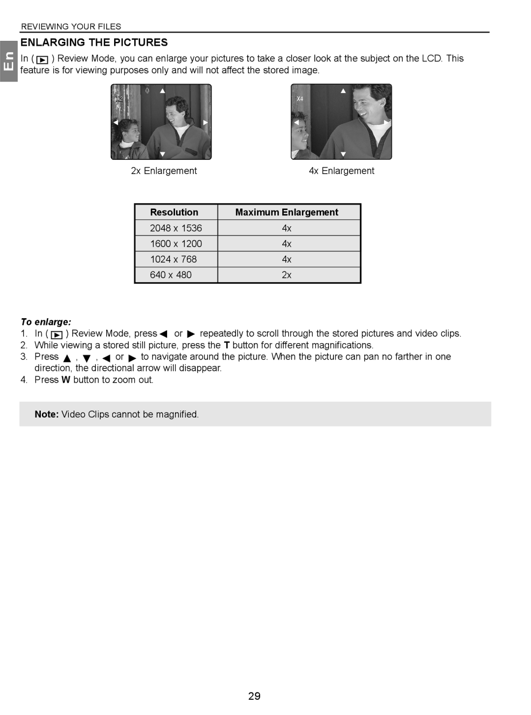 Concord Camera 3.1 Megapixels Digital Camera manual Enlarging the Pictures, To enlarge 