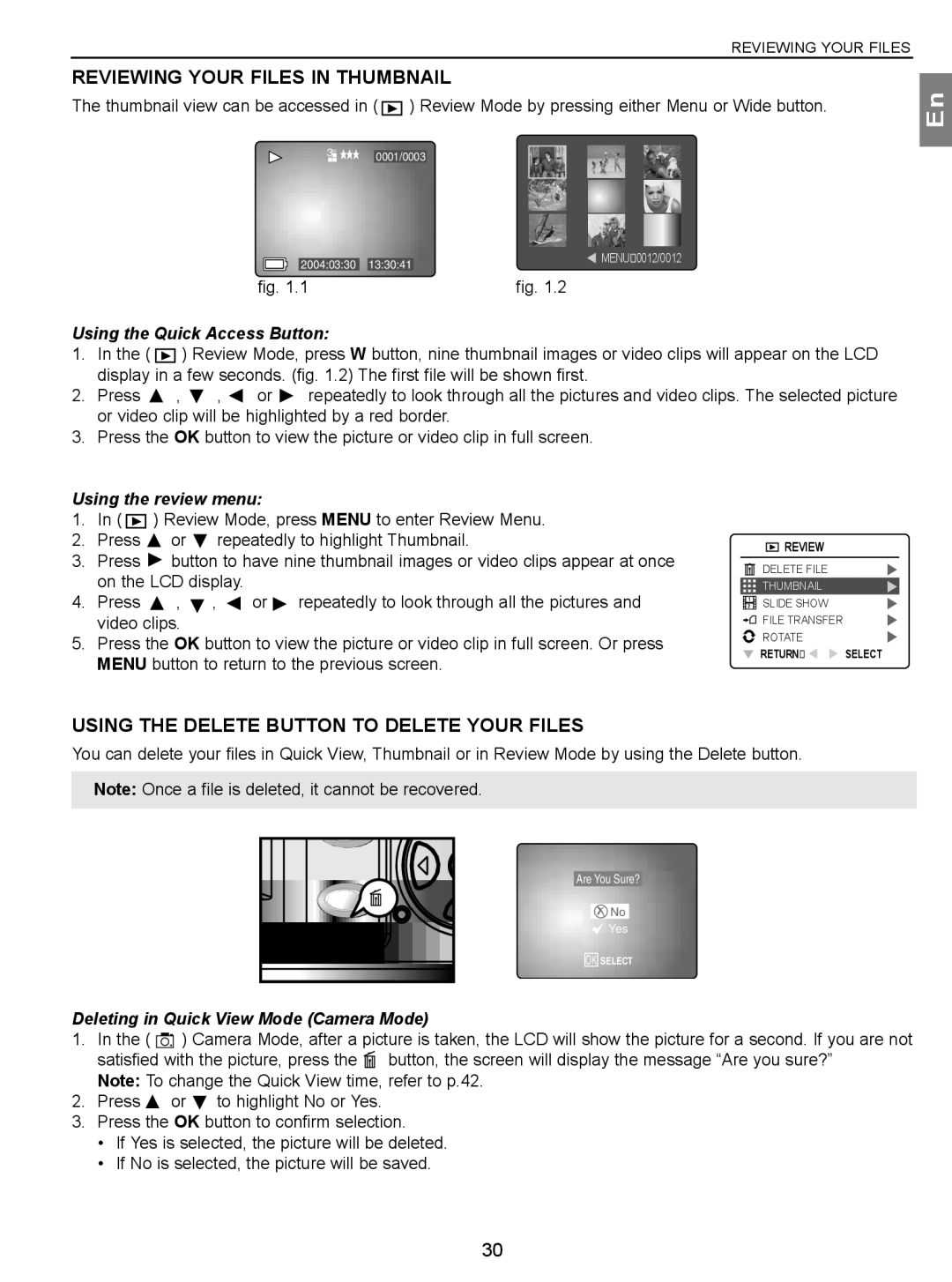 Concord Camera 3.1 Megapixels Digital Camera manual Reviewing Your Files in Thumbnail, Using the Quick Access Button 