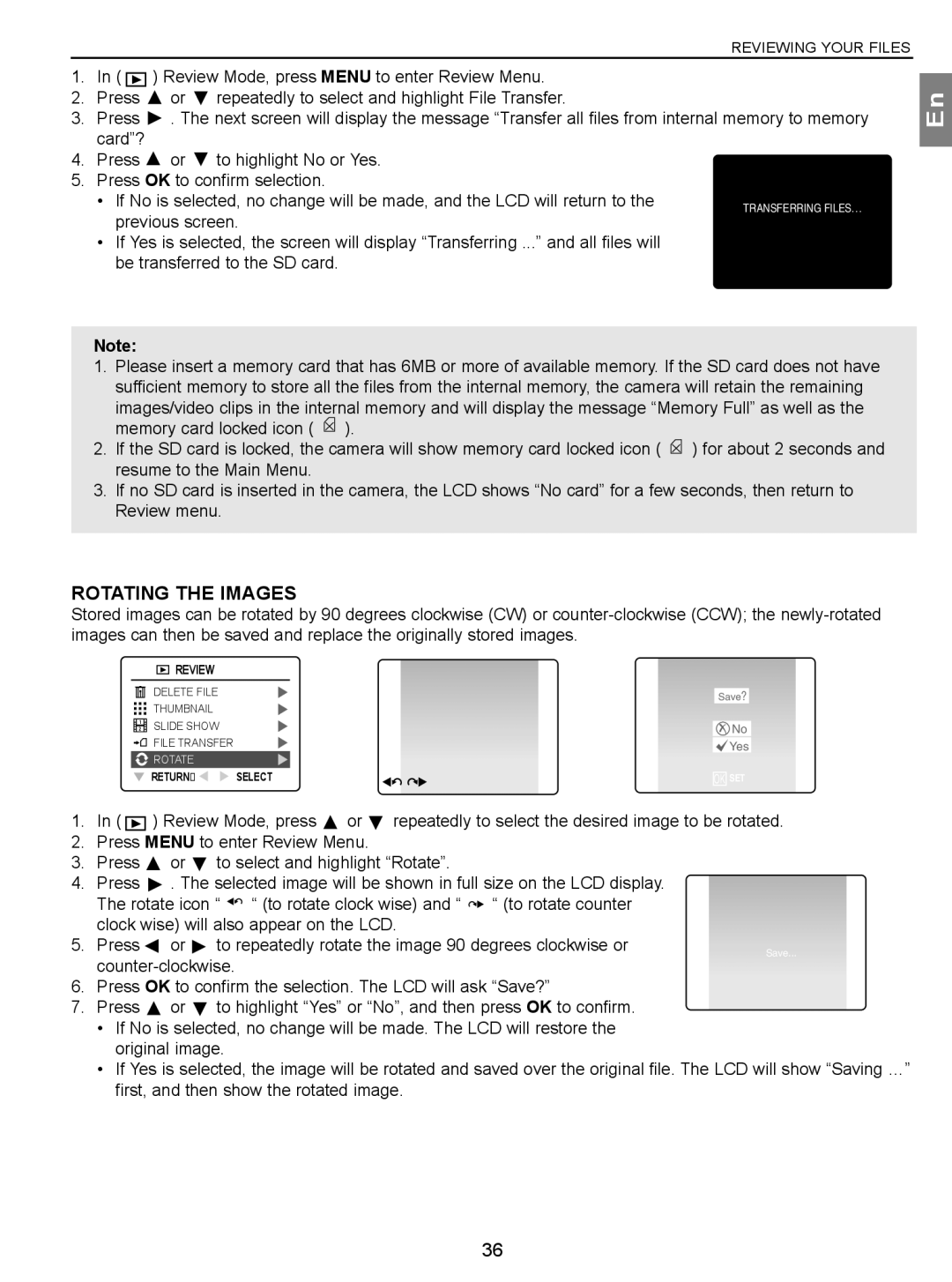 Concord Camera 3.1 Megapixels Digital Camera manual Rotating the Images 