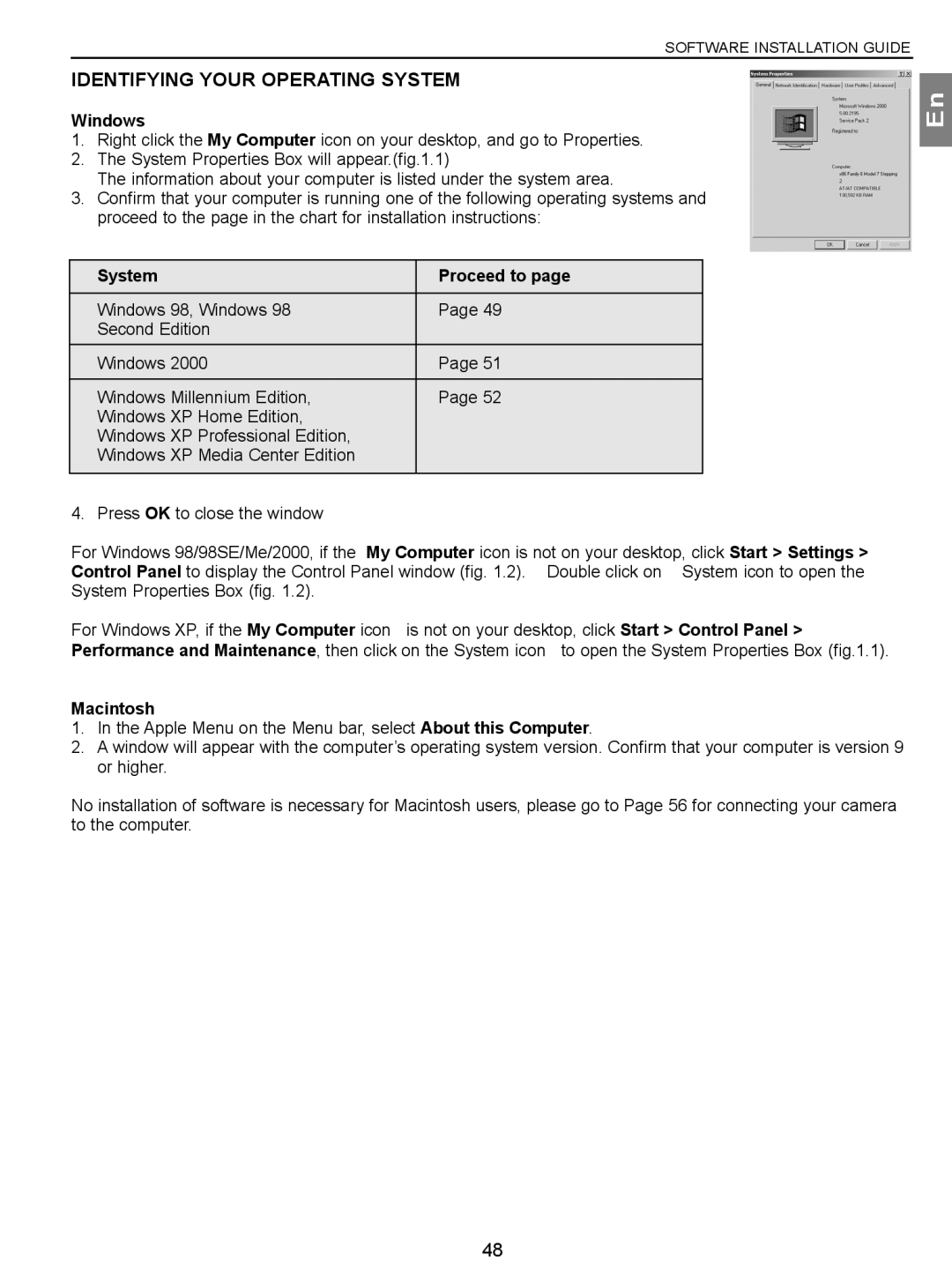 Concord Camera 3.1 Megapixels Digital Camera manual Identifying Your Operating System, System Proceed to 