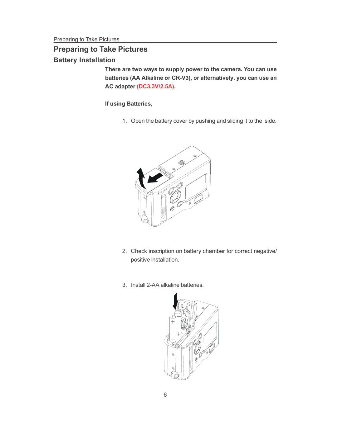 Concord Camera 3103 manual Preparing to Take Pictures, Battery Installation 
