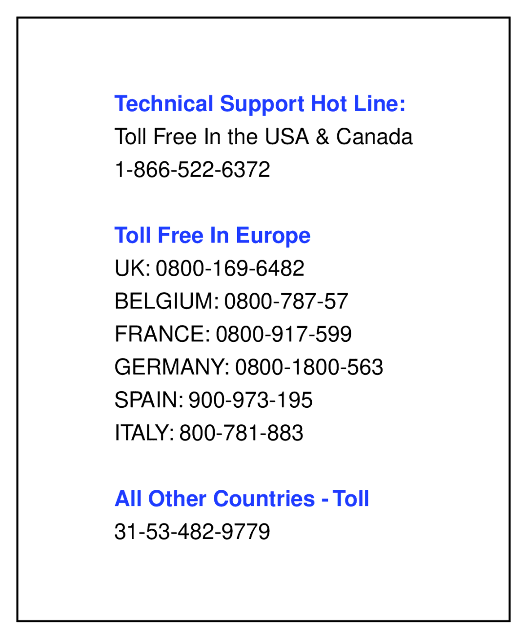 Concord Camera 3103 manual Technical Support Hot Line 