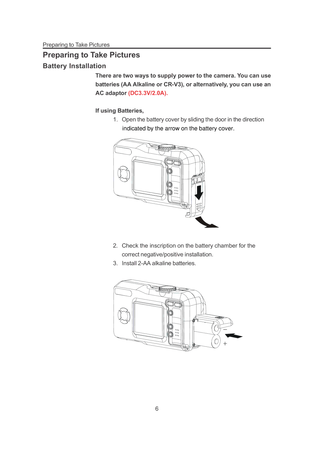 Concord Camera 3132z manual Preparing to Take Pictures, Battery Installation 