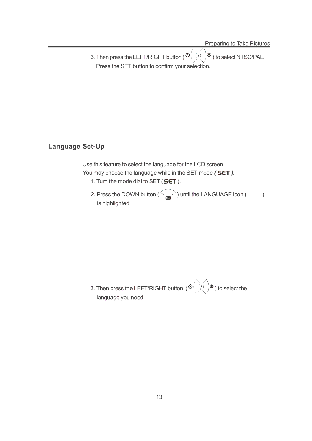 Concord Camera 3132z manual Language Set-Up 