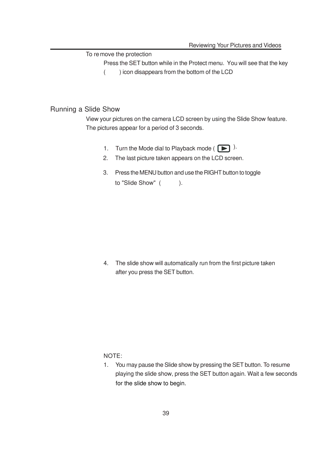 Concord Camera 3132z manual Running a Slide Show, To remove the protection 