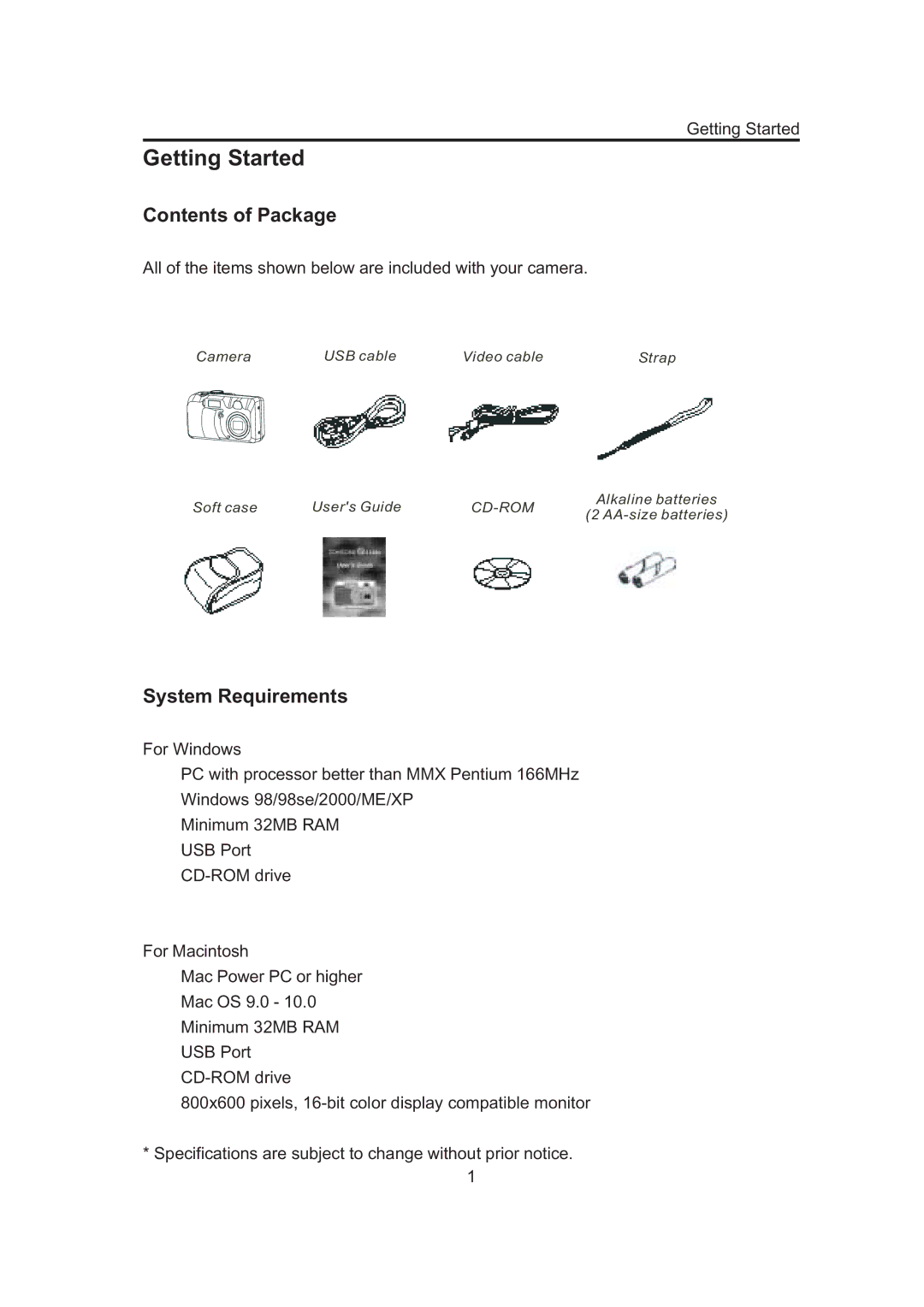 Concord Camera 3132z manual Contents of Package, System Requirements 