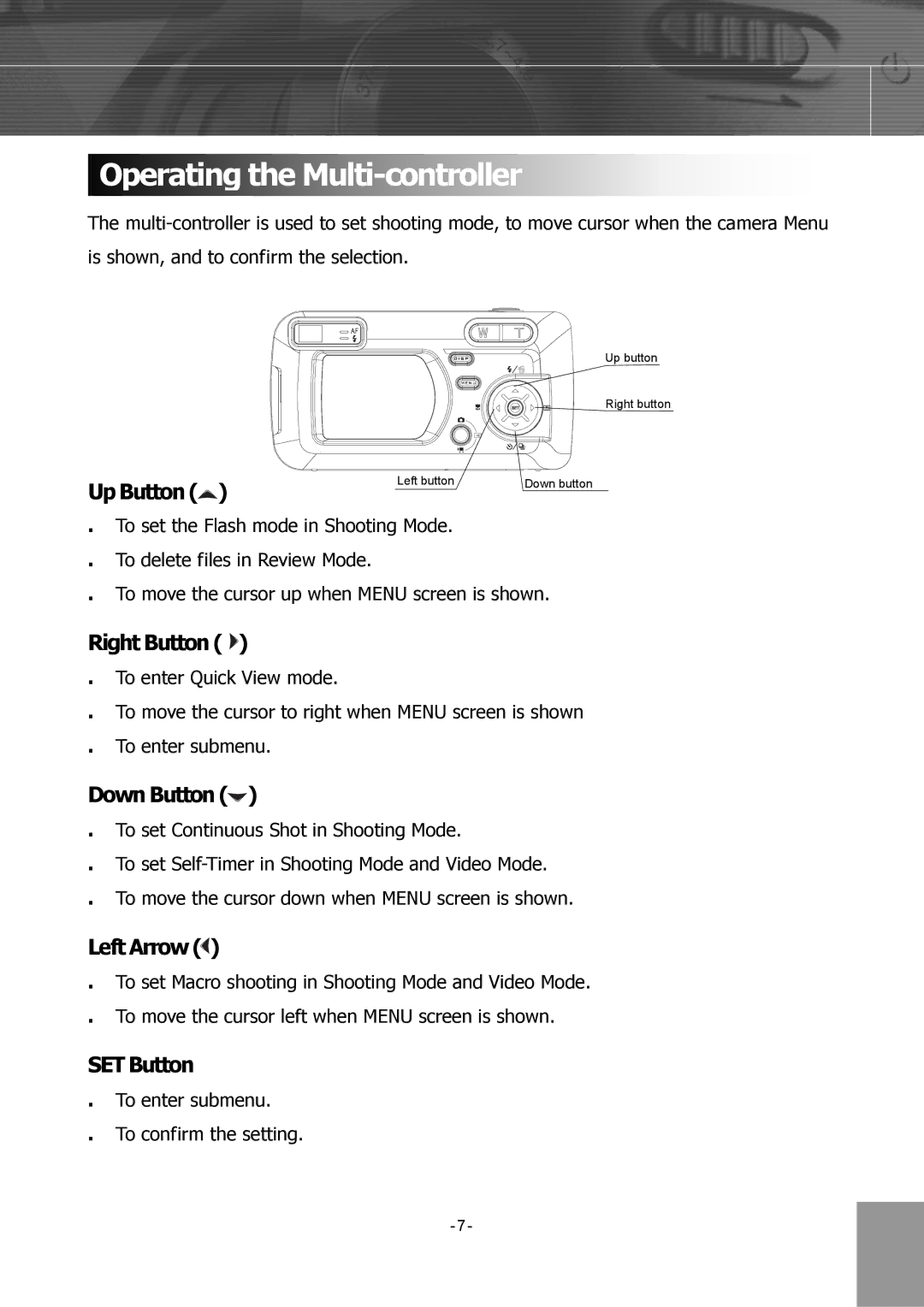 Concord Camera 4340z manual Operating the Multi-controller 