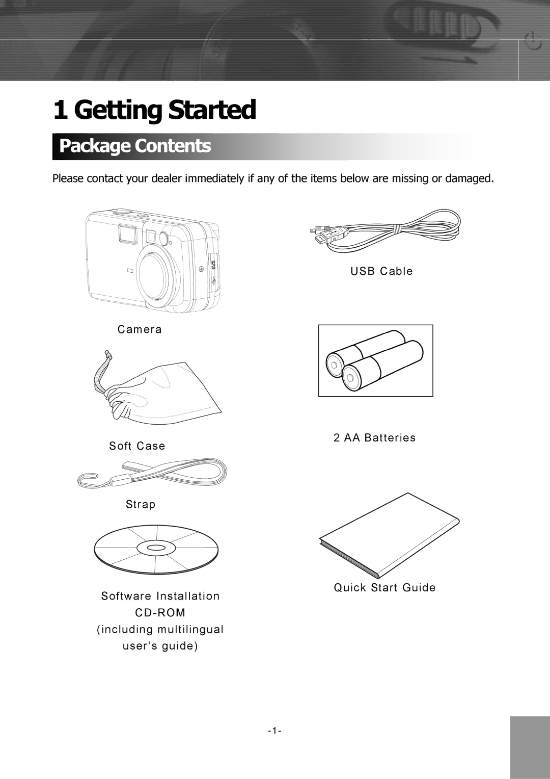 Concord Camera 4340z manual Getting Started, Package Contents 