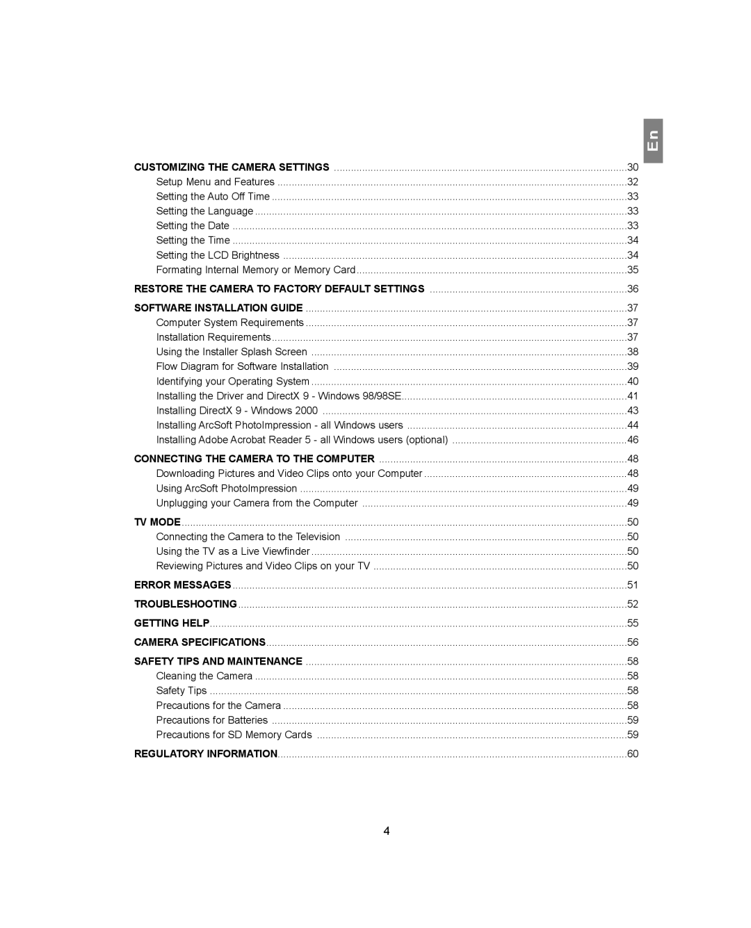 Concord Camera 4360Z manual Regulatory Information 