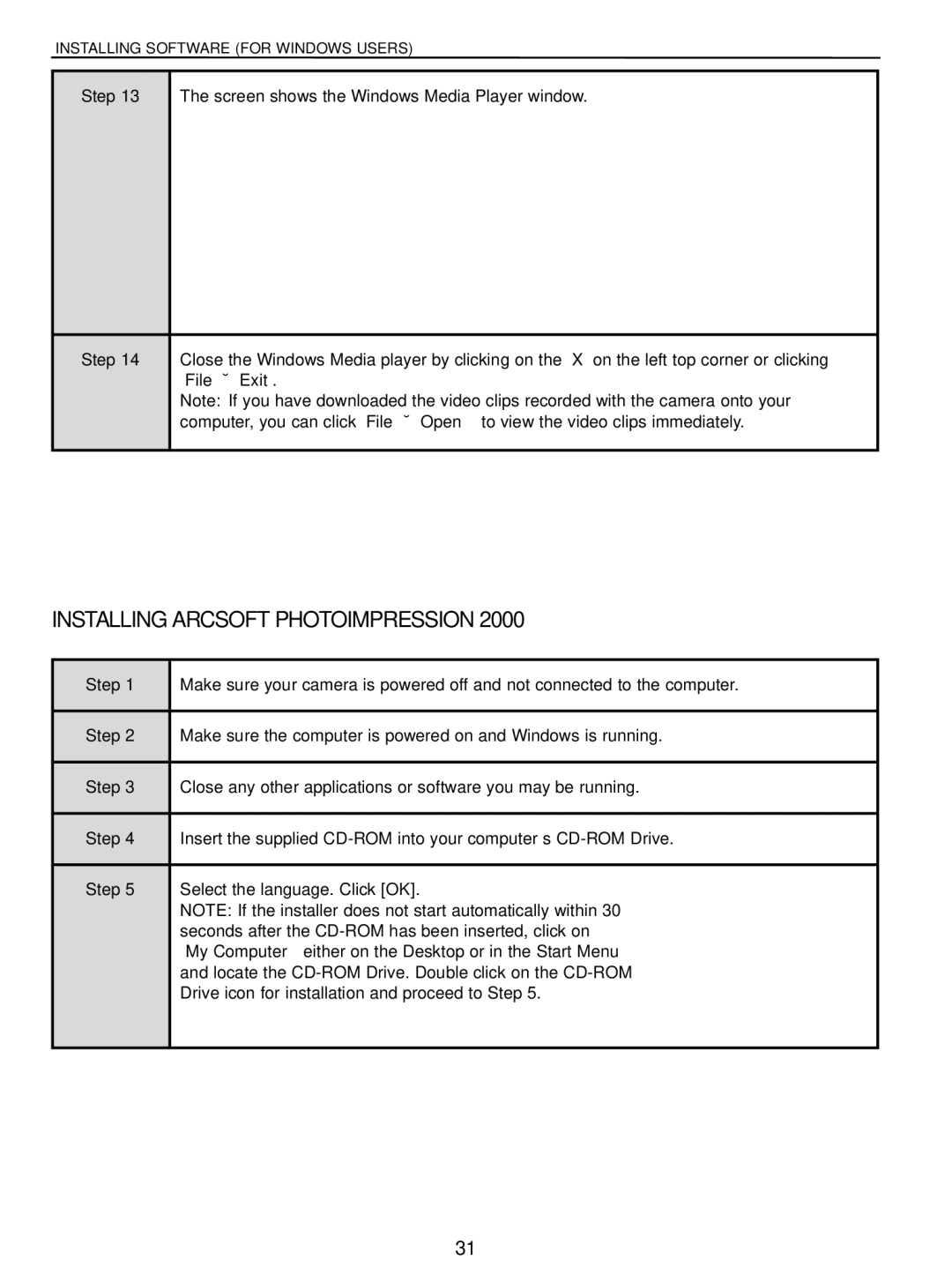 Concord Camera 5040 manual Installing Arcsoft Photoimpression 