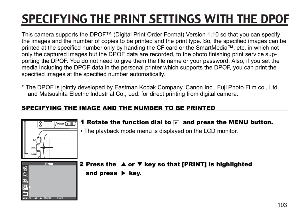 Concord Camera 5330z manual Specifying the Print Settings with the Dpof, Specifying the Image and the Number to be Printed 