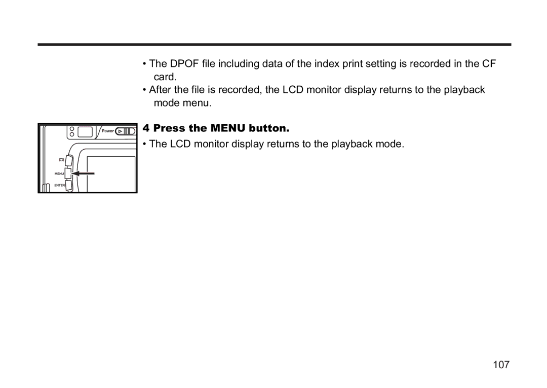 Concord Camera 5330z manual LCD monitor display returns to the playback mode 107 