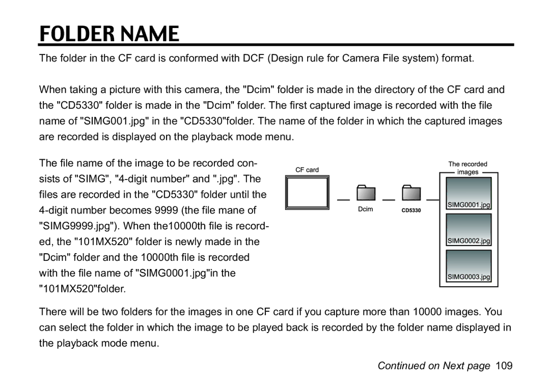 Concord Camera 5330z manual Folder Name 