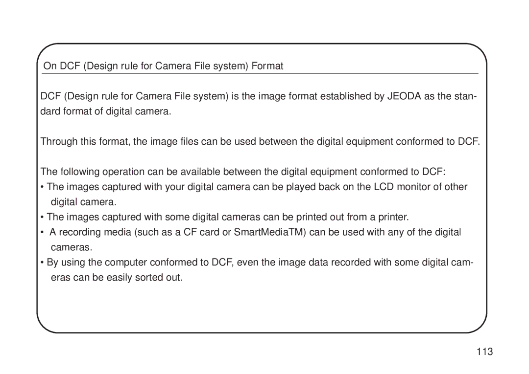 Concord Camera 5330z manual On DCF Design rule for Camera File system Format 