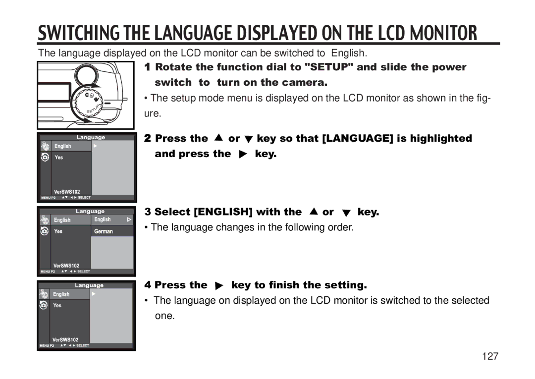 Concord Camera 5330z manual Switching the Language Displayed on the LCD Monitor 