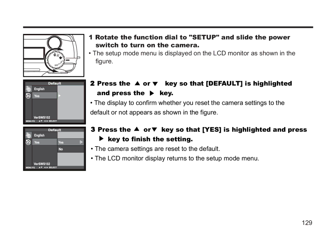 Concord Camera 5330z manual Key so that Default is highlighted 