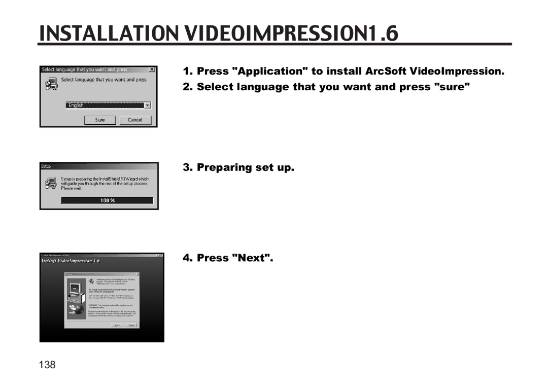 Concord Camera 5330z manual Installation VIDEOIMPRESSION1.6 
