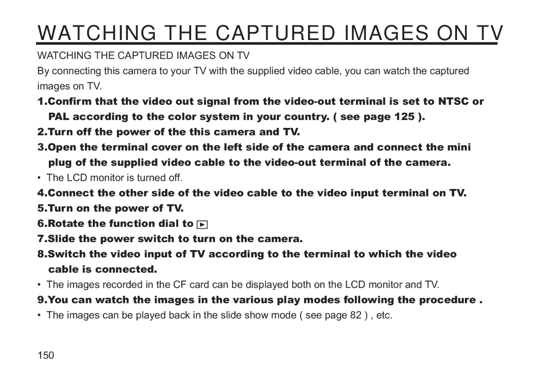 Concord Camera 5330z manual Watching the Captured Images on TV 