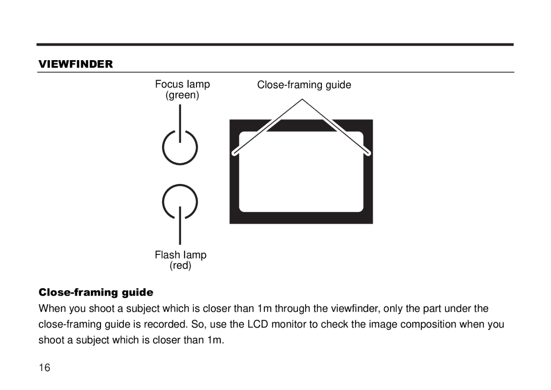 Concord Camera 5330z manual Viewfinder, Close-framing guide 