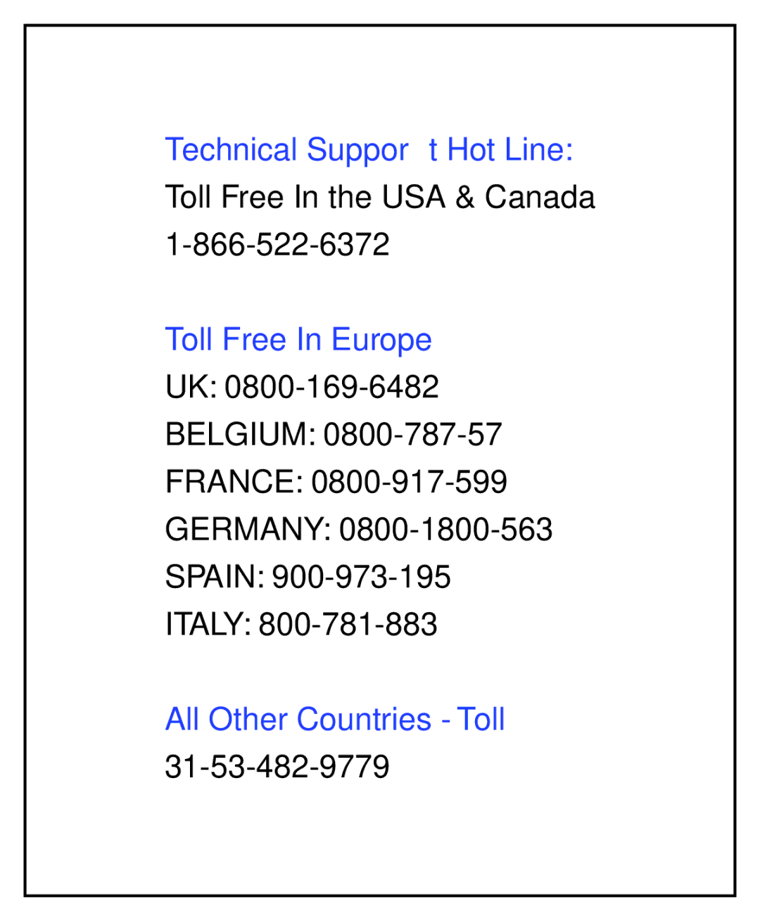 Concord Camera 5330z manual Technical Support Hot Line 