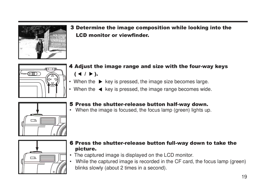 Concord Camera 5330z manual Press the shutter-release button half-way down 