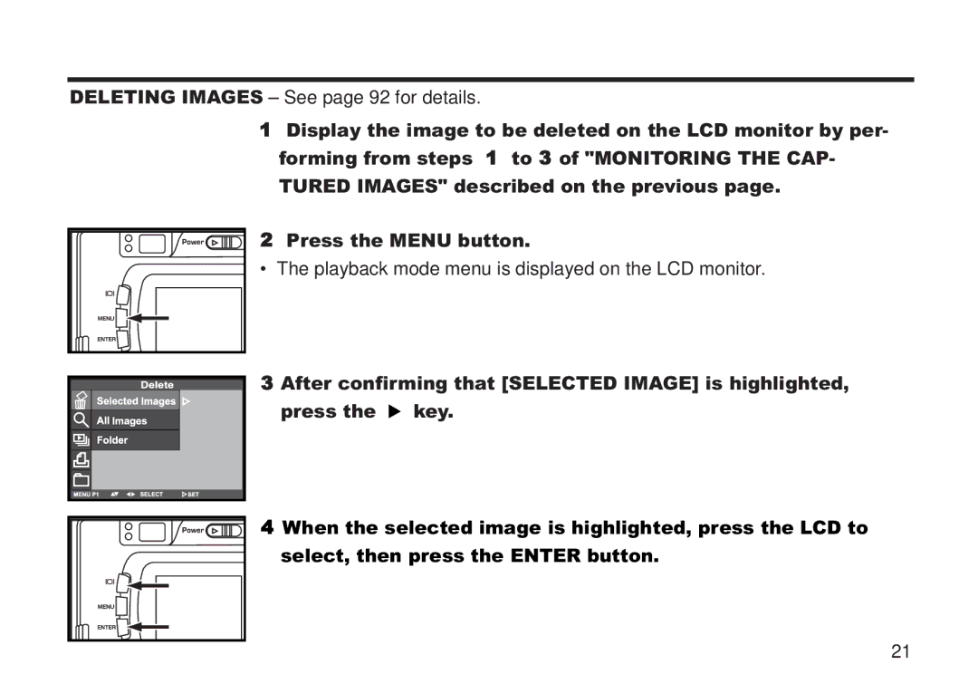 Concord Camera 5330z manual Deleting Images See page 92 for details 